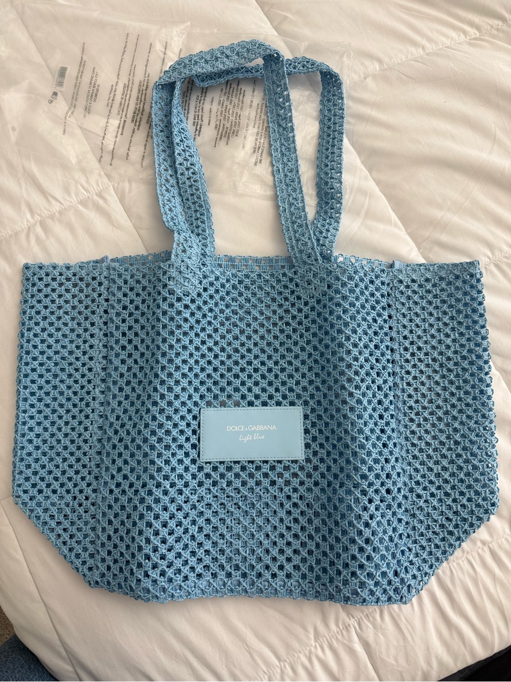 Dolce & Gabbana Light Blue Crochet Tote - Picture 2 of 5